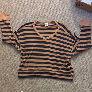 Aerie Tan and Navy Striped Top